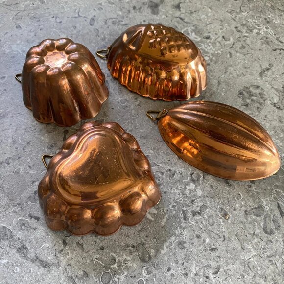 Miniature Copper Molds (Set of 4) - Rustic Kitchen Wall Decor - Picture 1 of 5